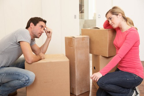 Packed household items ready for transport in Hampstead