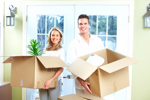 Moving van loaded for a house removal in Hampstead residential street